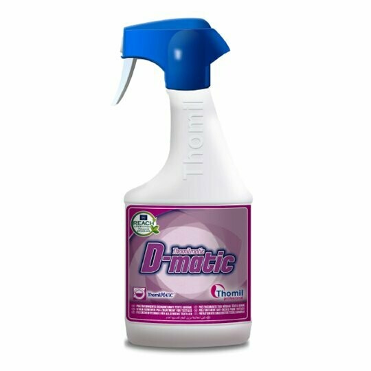 Desmanchante D MATIC (Pulverizador 750 cc). Desmanchante - Humectante que ablanda y emulsiona la suciedad más incrustada difícil de eliminar con el lavado normal. Desmanchante D MATIC (Pulverizador 750 cc). Desmanchante - Humectante que ablanda y emulsiona la suciedad más incrustada difícil de eliminar con el lavado normal.