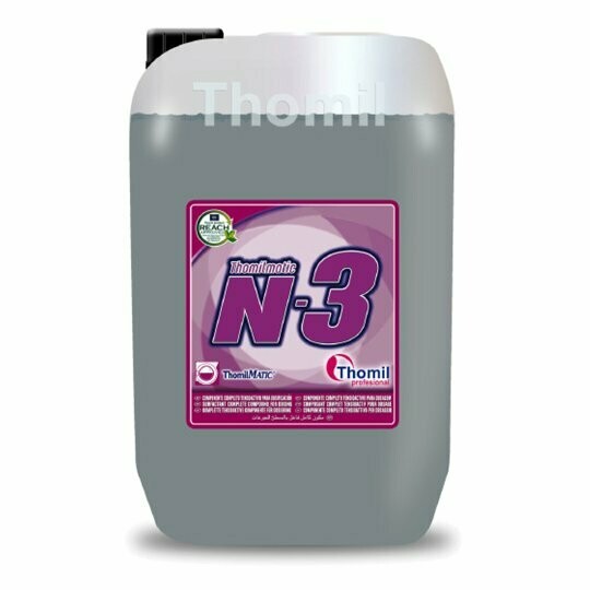 Detergente neutro lavandería N3 (Garrafa 20 kg). Componente neutro para el lavado textil. Ultra concentrado para prelavado y lavado de ropa con alto contenido en tensoactivos. Detergente neutro lavandería N3 (Garrafa 20 kg). Componente neutro para el lavado textil. Ultra concentrado para prelavado y lavado de ropa con alto contenido en tensoactivos.
