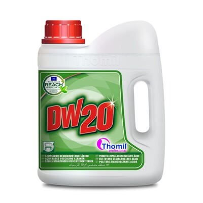 Súper Limpiador DW 20 (Garrafa 4 l)Detergente ácido de uso profesional para la limpieza y tratamiento de depósitos calcáreos o restos de suciedad causados por jabones calcinados o residuos de grasa.