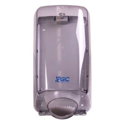 (DES) Dispensador GC MINI-SECAMANOS Plásti ABS Fume. Dispensador para rollos mini secamanos de hasta 80 m. Equipado con cierre de seguridad. Cumple las normas ISO 90001 y ISO 14001.