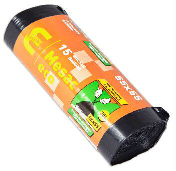 Bolsa basura cierre fácil MESAC DAVE negra 55x55 G70 (Rollo 15 unidades). Bolsa basura doméstica pensada para comercios, oficinas, hogares, etc., con poco volumen de basura. 100% reciclado. Bolsa basura cierre fácil MESAC DAVE negra 55x55 G70 (Rollo 15 unidades). Bolsa basura doméstica pensada para comercios, oficinas, hogares, etc., con poco volumen de basura. 100% reciclado.