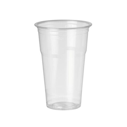 Vaso TRANSPARENTE plástico Ø80 mm 330 ml (Ristra 50 unidades). Vaso de plástico de un solo uso, ideal para fiestas, comidas populares, comedores comunitarios, etc.