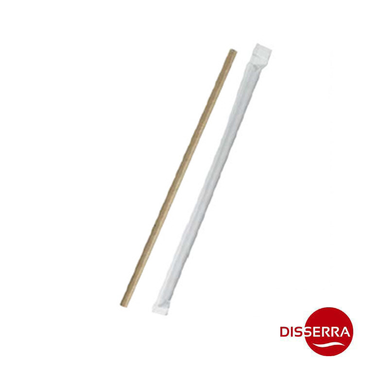 Caña CARTON KRAFT ENFUNDADA individualmente Ø 6 mm  largo 20 cm (Blister 1000 unidades). Caña recta enfundada en papel.