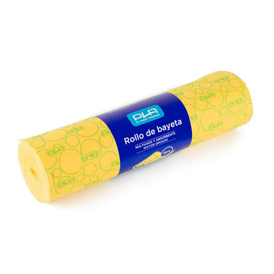 Bayeta AMARILLA DAVE calidad profesional, rollo 6x0,40 m. Rollo de bayeta multiusos y absorbente, mayor grosor.