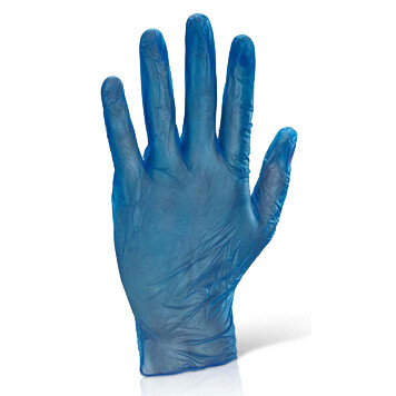 Guante vinilo azul eco sin polvo, sin esterilizar. (Paquete 100 unidades) Guantes de protección EPI-CAT.III producto desechable de un solo uso.