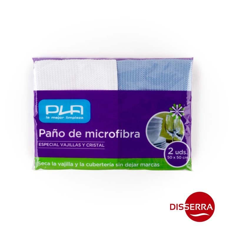 Paño VAJILLA MICROFIBRA 50x50 cm (Paquete 2 unidades). Paño microfibra con un extraordinario poder de absorción y máxima suavidad.