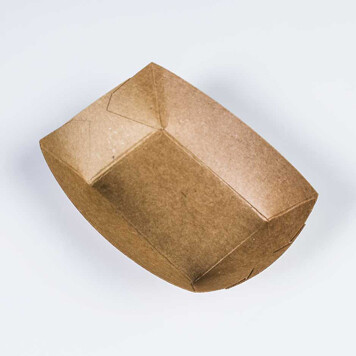 Barqueta Cónica Kraft Marrón 550 ml de cartón ideal para fritos, pequeñas raciones y tapas. Soportan el calor y son resistentes a los aceites y grasas gracias a su laminado en PE. (Caja 500 uds)