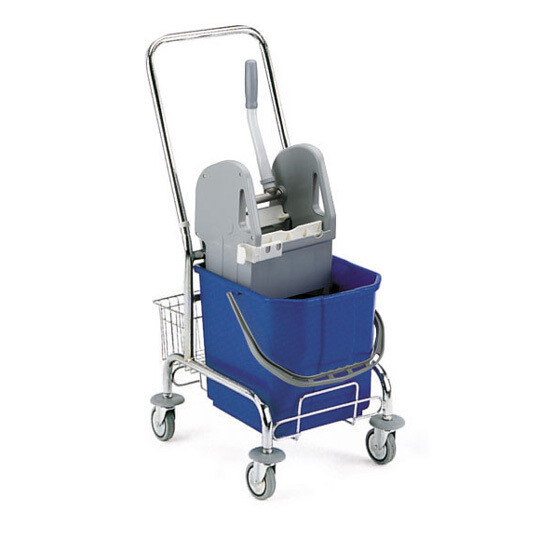 Carro de fregar con cubo 25 litros para el fregado con prensa profesional de labio. Ideal para un uso tradicional.