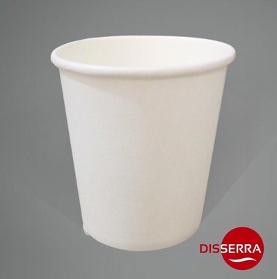 Vaso papel blanco Ø80 mm 8oz 240 ml (Ristra 50 unidades) Vaso desechable de un solo uso, respetuoso con el medio ambiente. Ideal para fiestas populares, eventos, etc.