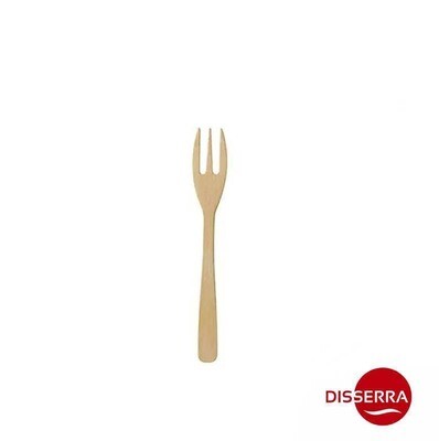 Mini tenedor de madera bambú para aperitivo fingerfood 9,5 cm (Paquete 50 unidades). Tenedor de madera de bambú natural para aperitivo, desechable, 100% ecológico. Apto para uso alimentario.
