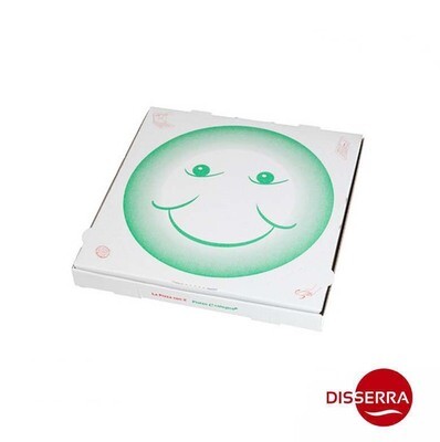 Caja cartón pizza 35x35 cm (Paquete 100 unidades) Las cajas para Pizza además de un amable diseño, cumplen con todas las reglamentaciones europeas para uso en contacto con alimentos. Plato recortable.