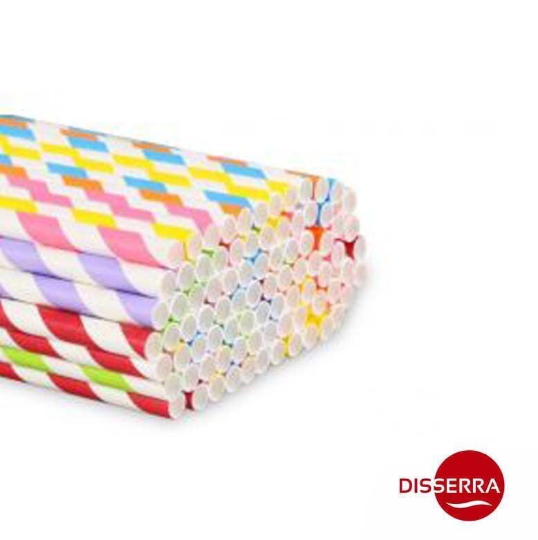 Caña Cartón GRANIZADO COLORES  Ø 8 mm largo 20 cm (Paquete 1000 unidades). Ideal para eventos al aire libre, catering, fiestas, cocteles, etc.