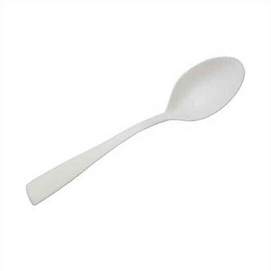 Cucharita postre CPLA Compostable Reutilizable Blanca 12,5 cm (Paquete 50 unidades). Fabricado a partir de materiales derivados de fuentes vegetales. 100% Natural. 100% Ecológico.