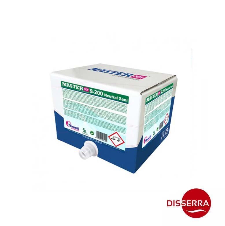 Limpiador Multiusos Neutral Sani MASTERBOX S200 Ultra Concentrado 5 l. Detergente multiusos con bioalcohol de pH neutro, que garantiza la seguridad sobre cualquier tipo de superficie. Sin aclarado. Limpiador Multiusos Neutral Sani MASTERBOX S200 Ultra Concentrado 5 l. Detergente multiusos con bioalcohol de pH neutro, que garantiza la seguridad sobre cualquier tipo de superficie. Sin aclarado.