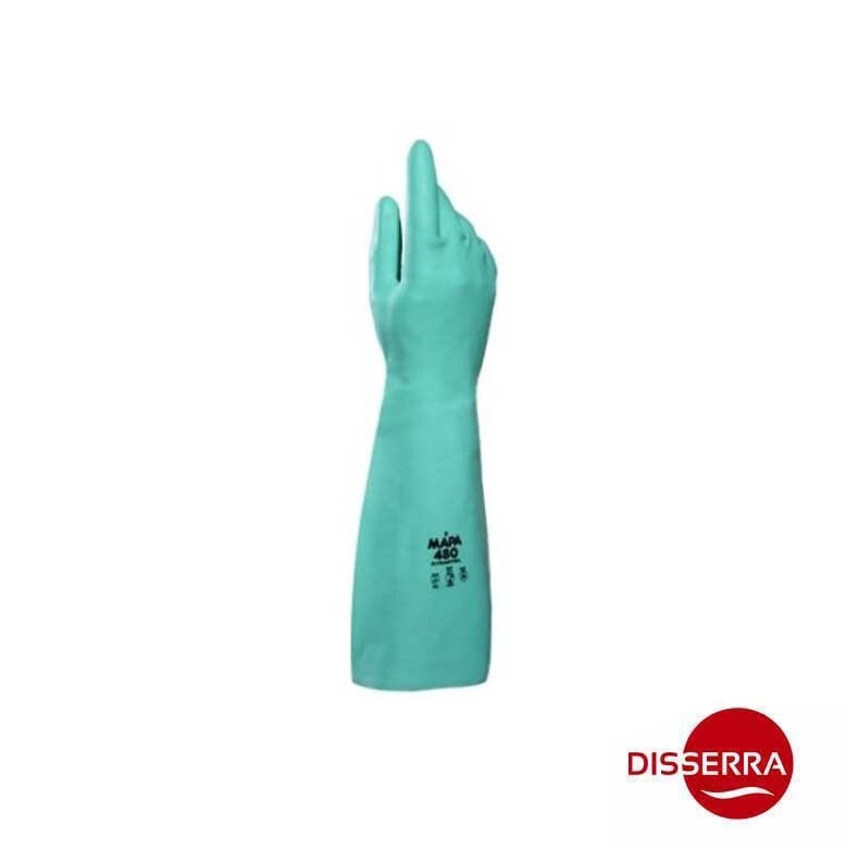 Guante Quimico Ultranitril 480 de Nitrilo Extralargo 46 cm (unidad 1 par).  Guante para químicos reutilizable, se usan para manipular pesticidas.