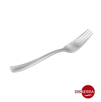Mini tenedor Thematic Gris Plata 10,7 cm (paquete 50 unidades). Mini tenedor ideal para las degustaciones aperitivos y tapas en salones de celebraciones, catering, eventos, etc. 100% reciclable.