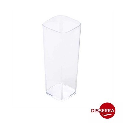 Vaso PS alto cuadrado transparente 85 ml (Paquete 20 unidades). Ideal para todo tipo de eventos, fiestas, catering, cocteles, aportando un toque de elegancia a sus presentaciones. 100% Reciclable.