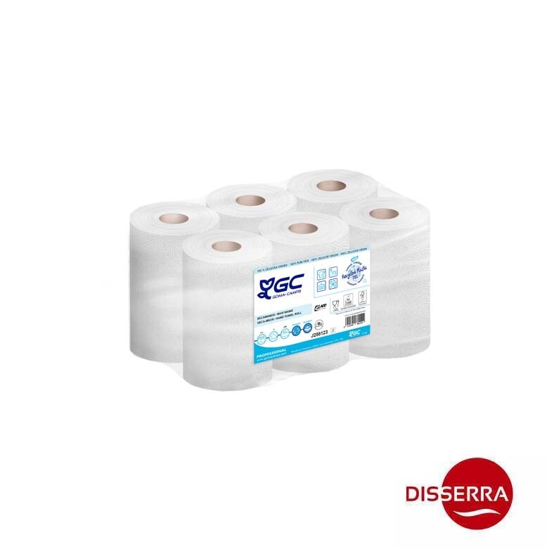 Minisecamanos GC 60 2 capas 45 ø rollo 60 m Peso 550 grs/rollo (Paquete 6 unidades). Secamanos celulosa virgen indicada para la limpieza de diversos entornos de trabajo. Mandril extraíble. Minisecamanos GC 60 2 capas 45 ø rollo 60 m Peso 550 grs/rollo (Paquete 6 unidades). Secamanos celulosa virgen indicada para la limpieza de diversos entornos de trabajo. Mandril extraíble.