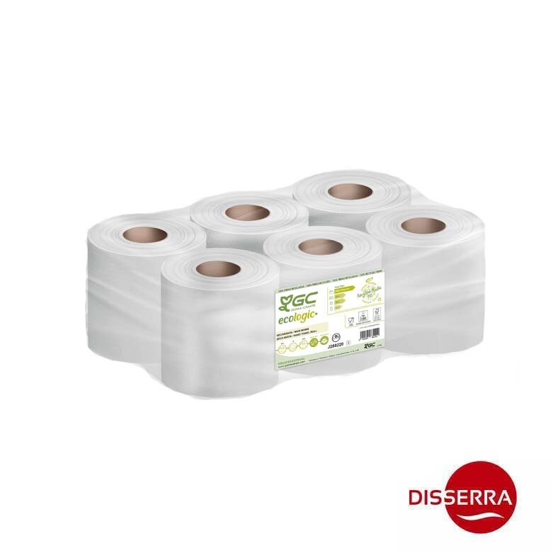 Secamanos GC ECO 2 capas rollo 180 m Peso 1550 grs/rollo (Paquete 6 unidades). Bobina de celulosa reciclada, ecológica y certificada que se caracteriza por su resistencia y funcionalidad. Secamanos GC ECO 2 capas rollo 180 m Peso 1550 grs/rollo (Paquete 6 unidades). Bobina de celulosa reciclada, ecológica y certificada que se caracteriza por su resistencia y funcionalidad.