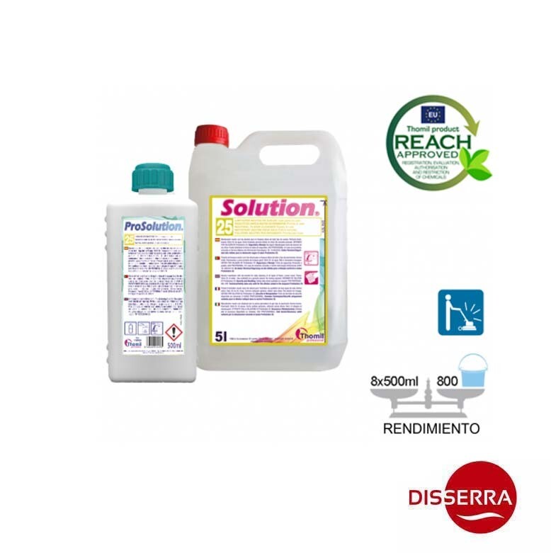 Fregasuelos concentrado Neutro Limón PROSOLUTION 25 500 ml (Caja 8 unidades). Limpiador general con bio-alcohol y aroma limón.