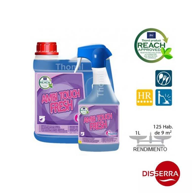 AmbientadorAmbitouch Fresh aroma fresco muy selecto de pH neutro. Especialmente desarrollado para eliminar malos olores.