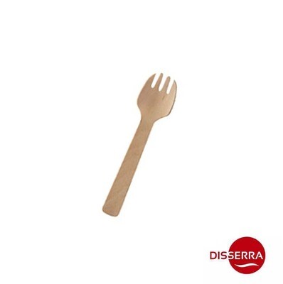 Mini tenedor de madera abedul SPORK para aperitivo 10 cm (Caja 1000 unidades). Tenedor de madera de abedul natural para aperitivo, desechable, 100% ecológico. Apto para uso alimentario.100% ecológico