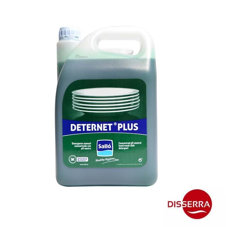Lavavajillas manual concentrado DETERNET PLUS (Garrafa 5 l). Detergente concentrado con pH neutro para lavado manual de vajillas y todo tipo de utensilios de cocina. Lavavajillas manual concentrado DETERNET PLUS (Garrafa 5 l). Detergente concentrado con pH neutro para lavado manual de vajillas y todo tipo de utensilios de cocina.