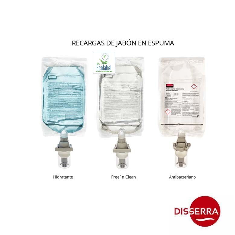 Carga jabón HIDRATANTE en espuma 500 ml (Caja 5 unidades). Manos suaves, limpias y perfumadas con una ligera fragancia floral gracias a su exclusiva formulación enriquecida con hidratantes.