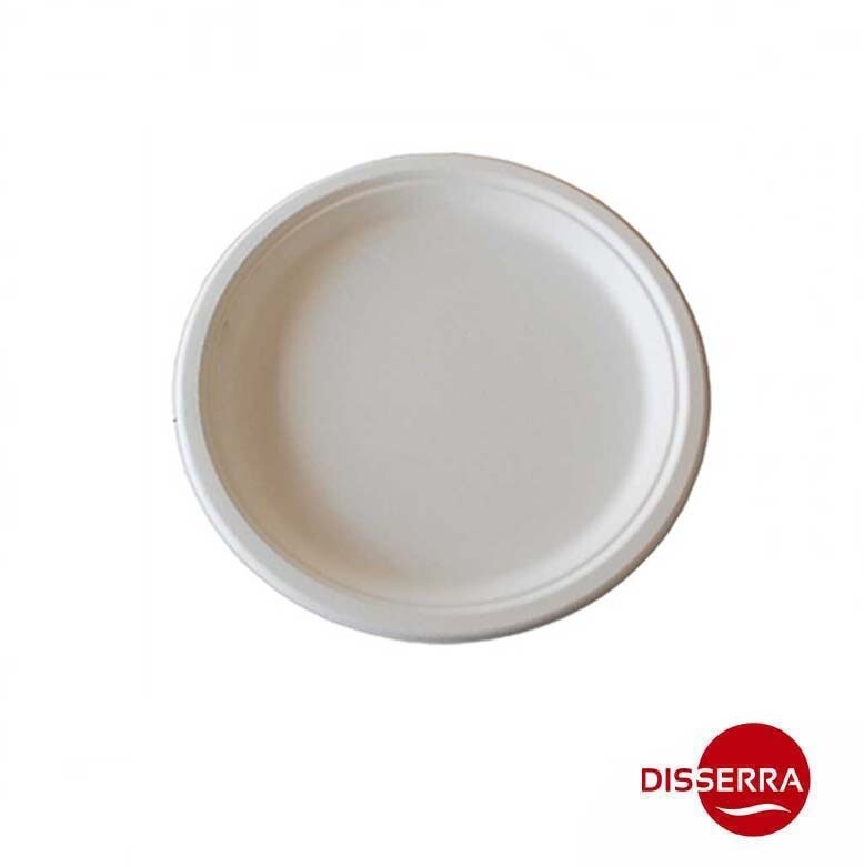 Plato LLANO BioCompostable Redondo Ø 26 cm (Paquete 125 uds). Plato respetuoso con el medio ambiente, biocompostable, biodegradable y 100% natural. Ideal para eventos al aire libre, catering, fiestas.