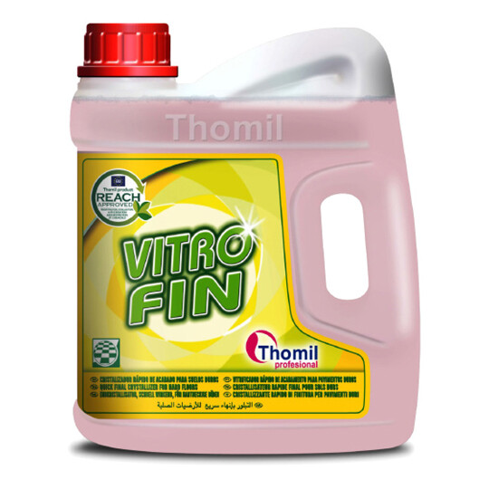 Cristalizador VITRO FIN rosa (garrafa 4 litros). Cristalizador de gran adherencia y duración y rápido de acabado para suelos duros. Recomendado para mármol, baldosa de terrazo y cemento. Cristalizador VITRO FIN rosa (garrafa 4 litros). Cristalizador de gran adherencia y duración y rápido de acabado para suelos duros. Recomendado para mármol, baldosa de terrazo y cemento.