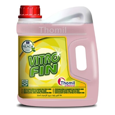 Cristalizador VITRO FIN rosa (garrafa 4 litros). Cristalizador de gran adherencia y duración y rápido de acabado para suelos duros. Recomendado para mármol, baldosa de terrazo y cemento.