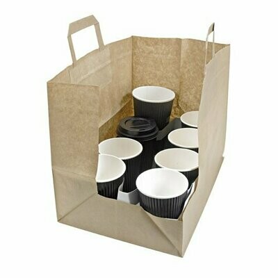 Bolsa papel KRAFT CATERING con ASAS 320x220x240 mm (Caja 250 uds)El papel Kraft es obtenido a través de la pulpa de la madera y que generalmente no suele blanquearse, de ahí que tenga ese tono marrón.