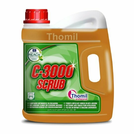 Super limpiador fregadora C3000 (Garrafa 4 l). Detergente limpiador alcalino para suelos muy marcados, sucios o incrustados de cualquier tipo de suciedad.