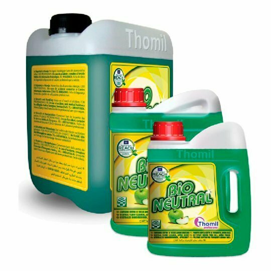 Fregasuelos BIO NEUTRAL APPLE (Garrafa 4 l). Limpiador general con bio-alcohol elaborado en base a tensoactivos y agentes auxliares que refuerzan su poder limpiador. No deja marcas ni velos.