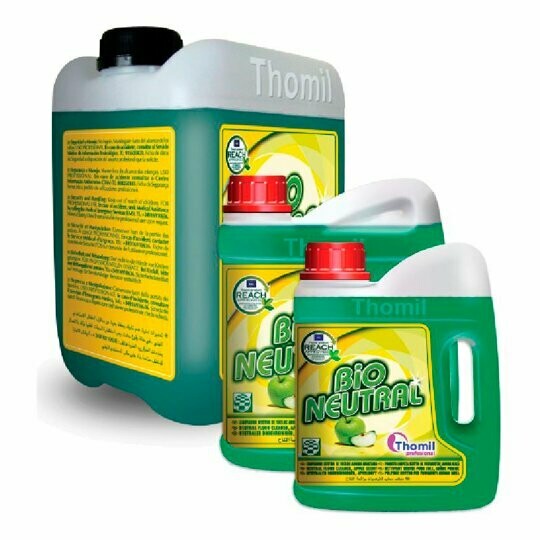 Fregasuelos BIO NEUTRAL APPLE (Garrafa 4 l). Limpiador general con bio-alcohol elaborado en base a tensoactivos y agentes auxliares que refuerzan su poder limpiador. No deja marcas ni velos.
