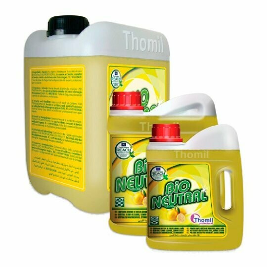 Fregasuelos BIO NEUTRAL LEMON (Garrafa 4 l). Limpiador general con bio-alcohol elaborado en base a tensoactivos y agentes auxliares que refuerzan su poder limpiador. No deja marcas ni velos.