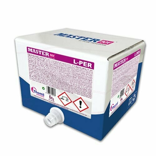 Blanqueante desinfectante oxigenado MASTERBOX LPER (Garrafa 6 kg). Producto con oxígeno activo para el lavado textil. Blanquea y elimina las manchas de todo tipo de ropa, incluso a baja temperatura.