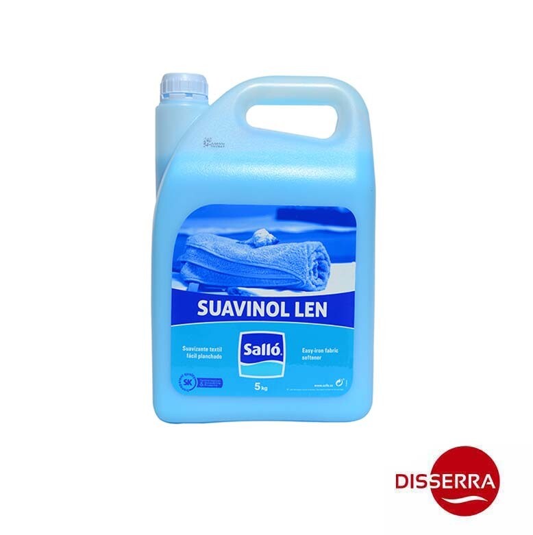 Suavizante SUAVINOL LEN Garf. 5 l. Suavizante concentrado que perfuma intensamente todo tipo de prendas eliminando los restos de detergente y la carga electrostática. Perfume floral, frutal y cítrico.