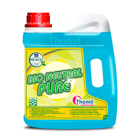 Fregasuelos BIO NEUTRAL PURE (Garrafa 4 l). Limpiador ANTIMARCAS de pH neutro para la limpieza profunda de suelos cerámicos con alto nivel de brillo.  No deja marcas ni velos.