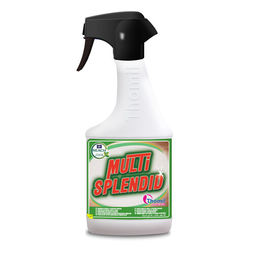 Limpia muebles MULTI SPLENDID (Pulv. 500 ml). Fórmula profesional que limpia y abrillanta todo tipo de superficies rápidamente y sin esfuerzo, proporcionando una limpieza eficaz y un brillo intenso.