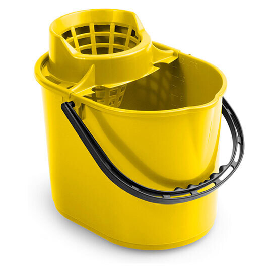 Cubo Fregar+Escurridor PIT RECTANGULAR AMARILLO 12 litros. Cubo con una cubeta para escurridor. Ideal para manejo semiprofesional.