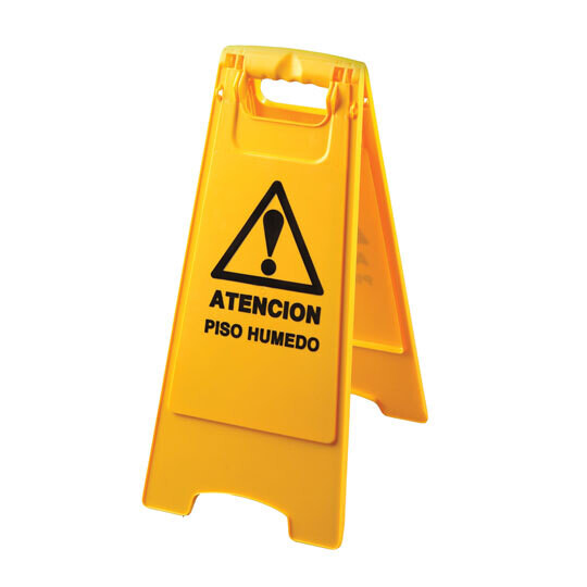 Señal doble aviso suelo mojado. Señal de caballete que reduce el espacio. Ideal para llevar a cabo actividades de limpieza de forma segura y prevenir accidentes y demandas. Señal doble aviso suelo mojado. Señal de caballete que reduce el espacio. Ideal para llevar a cabo actividades de limpieza de forma segura y prevenir accidentes y demandas.