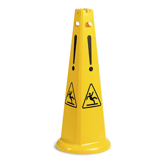 Señal piramidal aviso de atención piso mojado. Señal de seguridad piramidal de polipropileno robusto. Ideal para llevar a cabo actividades de limpieza de forma segura y prevenir accidentes y demandas.