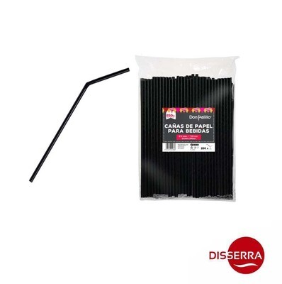 Caña cartón flexible negra Ø6 mm largo 23 cm (Paquete 1000 unidades).  Ideal para eventos al aire libre, catering, fiestas, cocteles, etc.