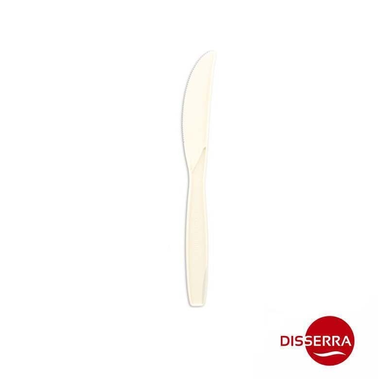 Cuchillo CPLA Compostable Reutilizable Blanco 16,3 cm (Paquete 50 unidades). Fabricado a partir de materiales compostables derivados de fuentes vegetales. 100% Natural. 100% Ecológico.