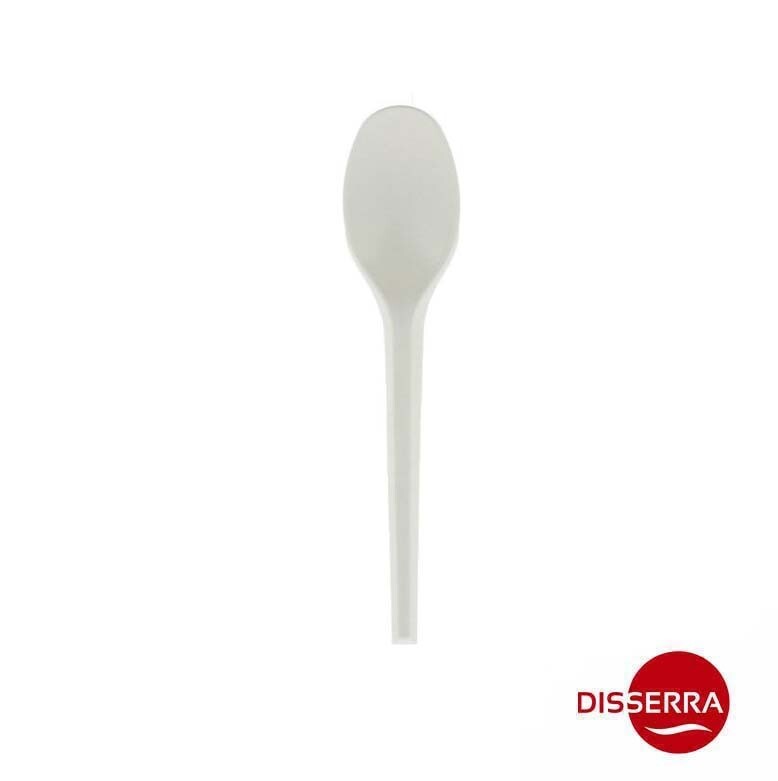 Cuchara CPLA Compostable Reutilizable Blanca 16,5 cm (Paquete 50 unidades). Fabricado a partir de materiales compostables derivados de fuentes vegetales. 100% Natural. 100% Ecológico.