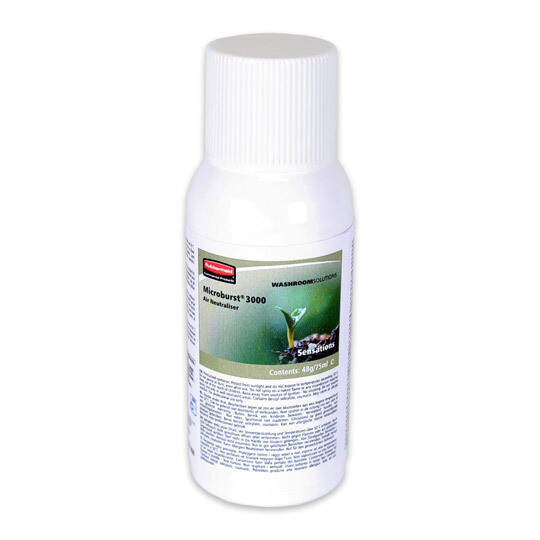 Ambientador MicroBurst Sensations 75 ml. Ambientador Floral con un toque de vainilla y coco. Elimina los malos olores y ambientación de áreas tales como baños, vestuarios, oficinas, etc.