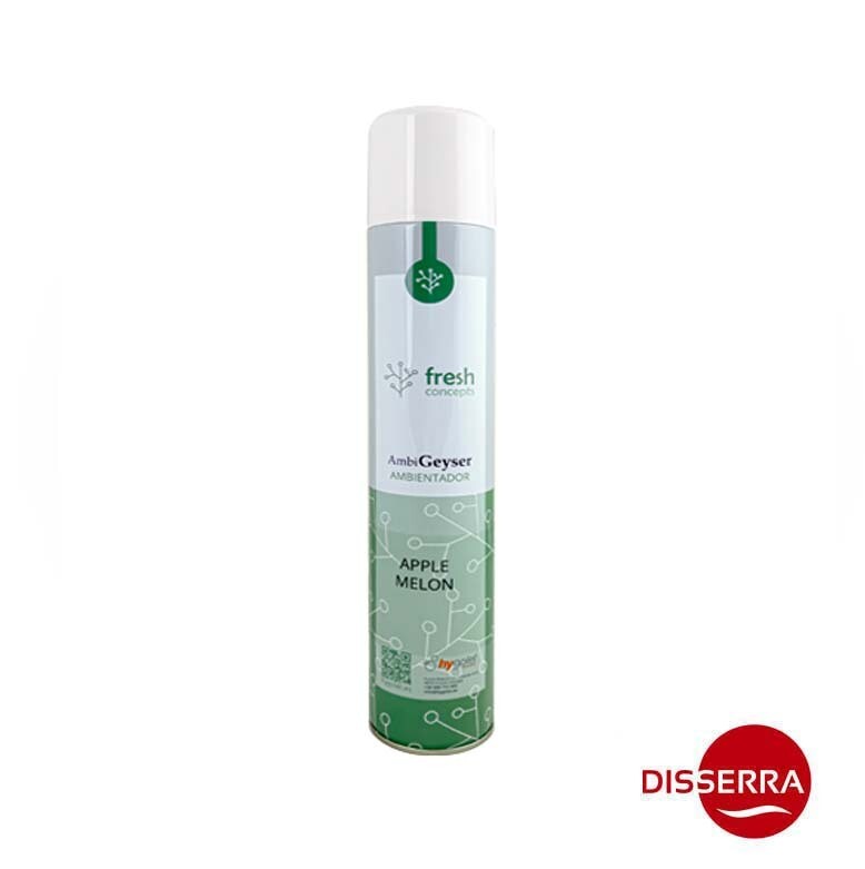 Ambientador AmbiGeyser Manzana Melón 750 ml. Ambientador de gran descarga para aromatizar grandes espacios. Destaca por su potencia, intensidad y larga duración.