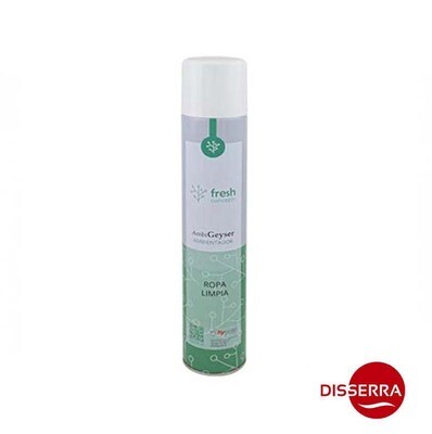 Ambientador AmbiGeyser Ropa Limpia 750 ml. Ambientador de gran descarga para aromatizar grandes espacios. Destaca por su potencia, intensidad y larga duración.