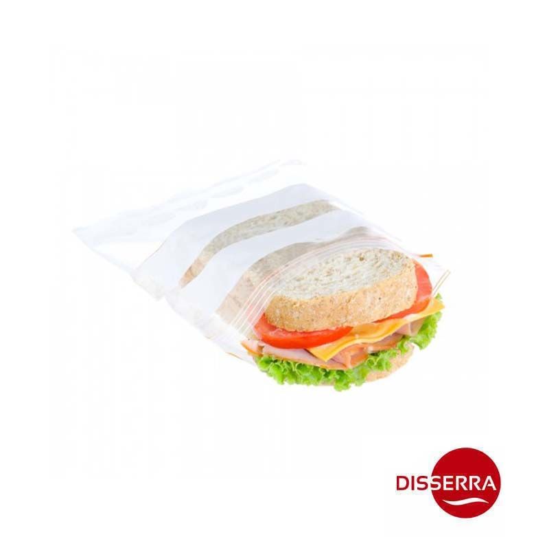 Bolsa Polietileno transparentes con autocierre y tres bandas de escritura (Paquete 100 unidades) Apto para el contacto con alimentos y su congelación.